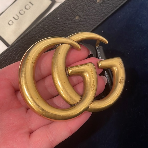 Authentic Gucci Wide leather belt with Double G buckle - Picture 5 of 8